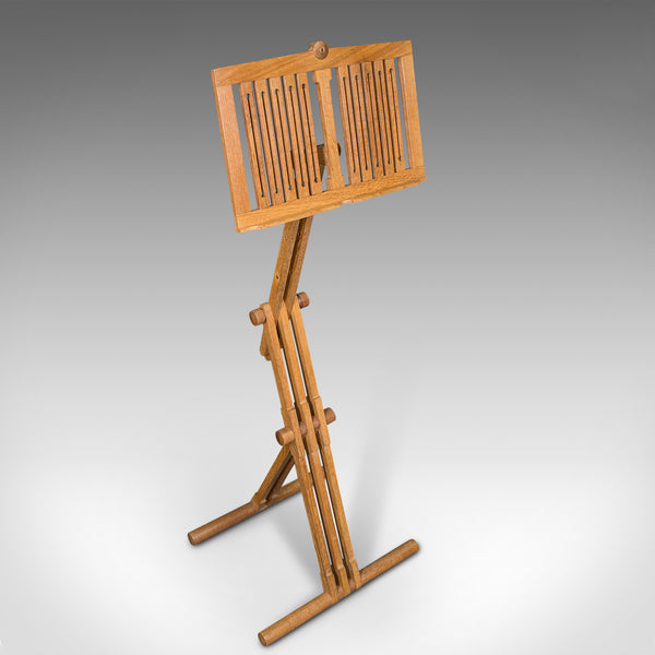 Vintage Concert Music Stand, English, Oak, Adjustable Lectern, Cotswold Manner