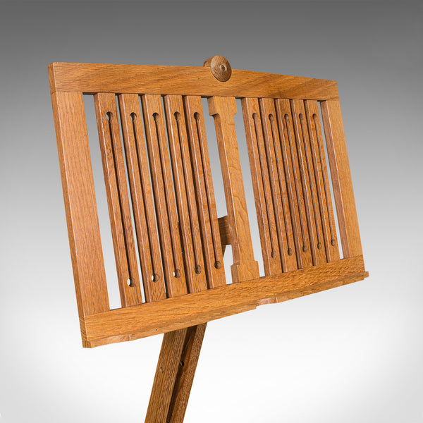 Vintage Concert Music Stand, English, Oak, Adjustable Lectern, Cotswold Manner