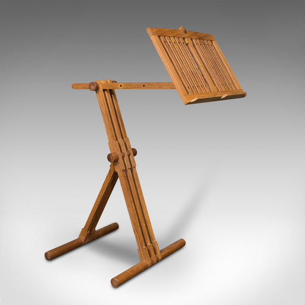 Vintage Concert Music Stand, English, Oak, Adjustable Lectern, Cotswold Manner