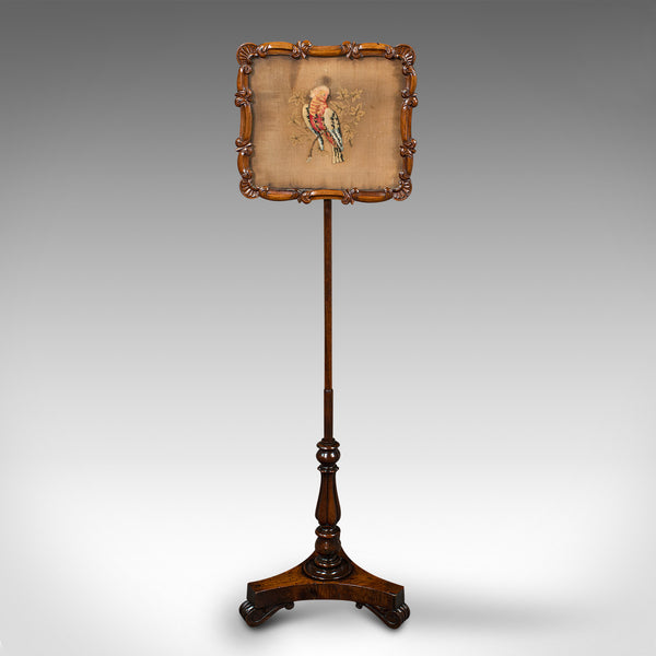 Antique Adjustable Pole Screen, English, Fireside Shield, Regency, Circa 1820