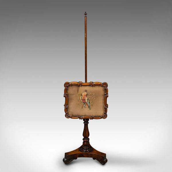 Antique Adjustable Pole Screen, English, Fireside Shield, Regency, Circa 1820