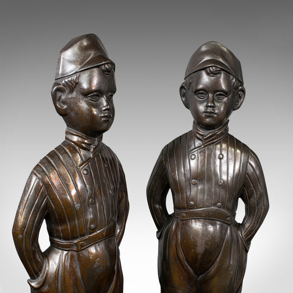 Pair Of Antique Fireside Boys, English, Cast Iron, Fireplace Companion, Tools