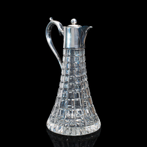 Vintage Claret Jug, English, Cut Glass, Wine, Spirit Decanter, Late 20th Century