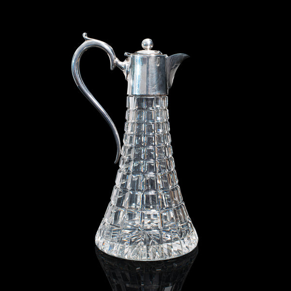 Vintage Claret Jug, English, Cut Glass, Wine, Spirit Decanter, Late 20th Century