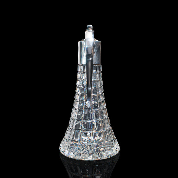 Vintage Claret Jug, English, Cut Glass, Wine, Spirit Decanter, Late 20th Century