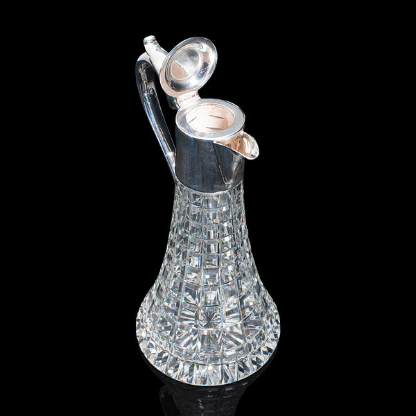 Vintage Claret Jug, English, Cut Glass, Wine, Spirit Decanter, Late 20th Century