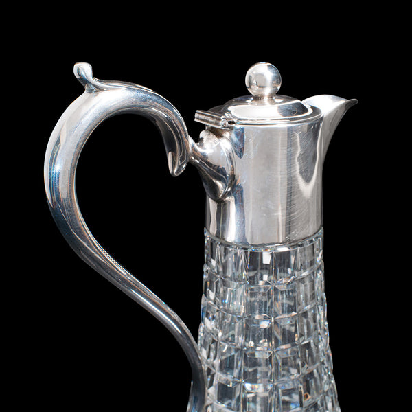Vintage Claret Jug, English, Cut Glass, Wine, Spirit Decanter, Late 20th Century
