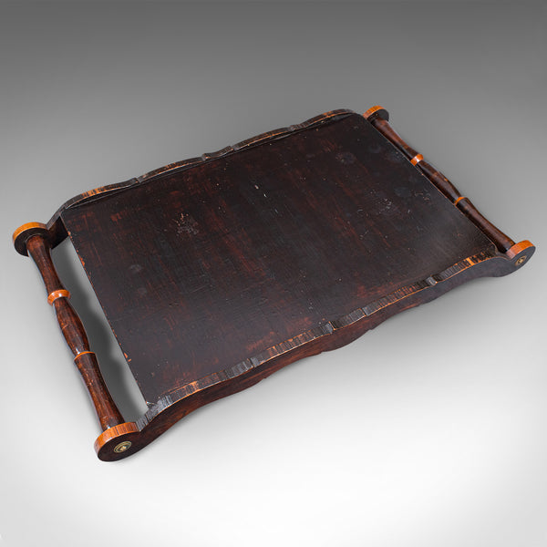 Antique Pokerwork Serving Tray, English, Afternoon Tea, Art Nouveau, Victorian
