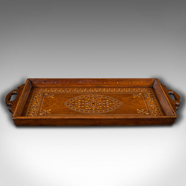 Vintage Inlaid Serving Tray, English, Walnut, Afternoon Tea, Art Deco, C.1940