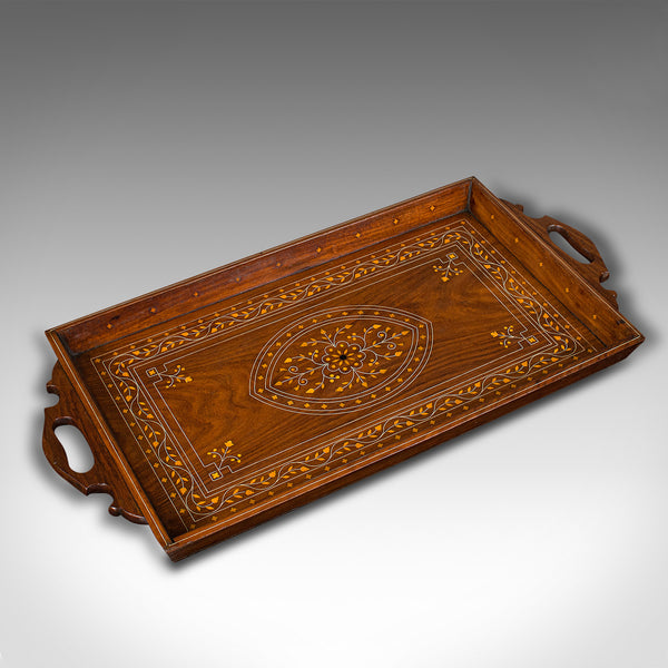 Vintage Inlaid Serving Tray, English, Walnut, Afternoon Tea, Art Deco, C.1940