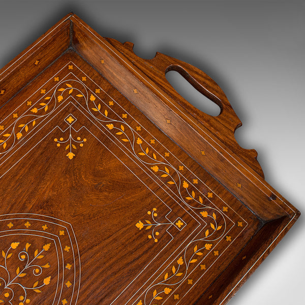 Vintage Inlaid Serving Tray, English, Walnut, Afternoon Tea, Art Deco, C.1940