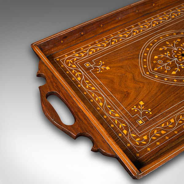 Vintage Inlaid Serving Tray, English, Walnut, Afternoon Tea, Art Deco, C.1940