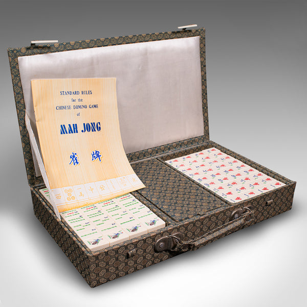 Vintage Mah Jong Case, Chinese, Gaming Box, Bamboo, Late 20th Century, C.1970