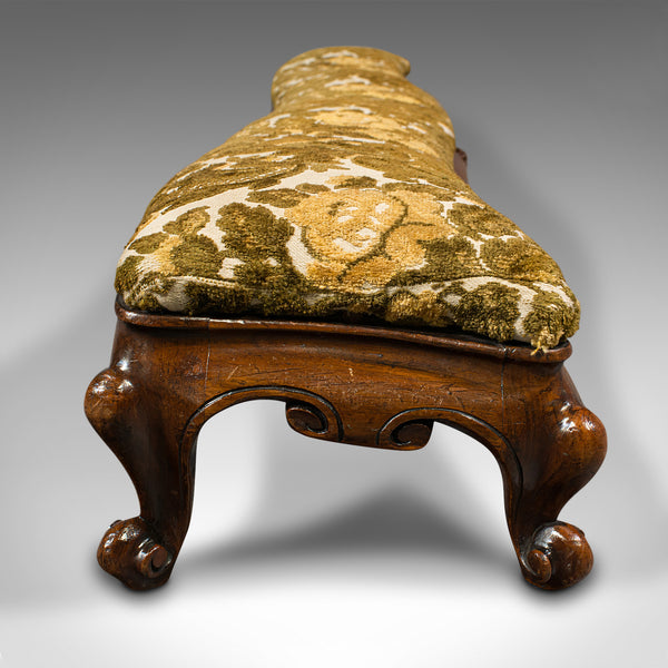 Antique Serpentine Foot Stool, English, Walnut, Fireside Rest, Regency, C.1830