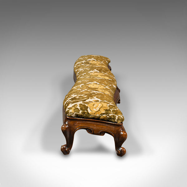 Antique Serpentine Foot Stool, English, Walnut, Fireside Rest, Regency, C.1830