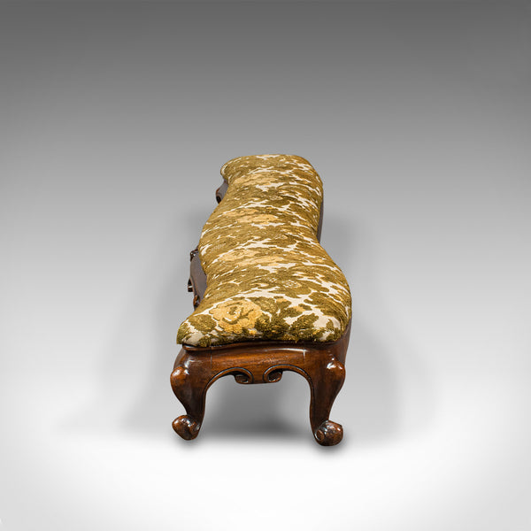 Antique Serpentine Foot Stool, English, Walnut, Fireside Rest, Regency, C.1830