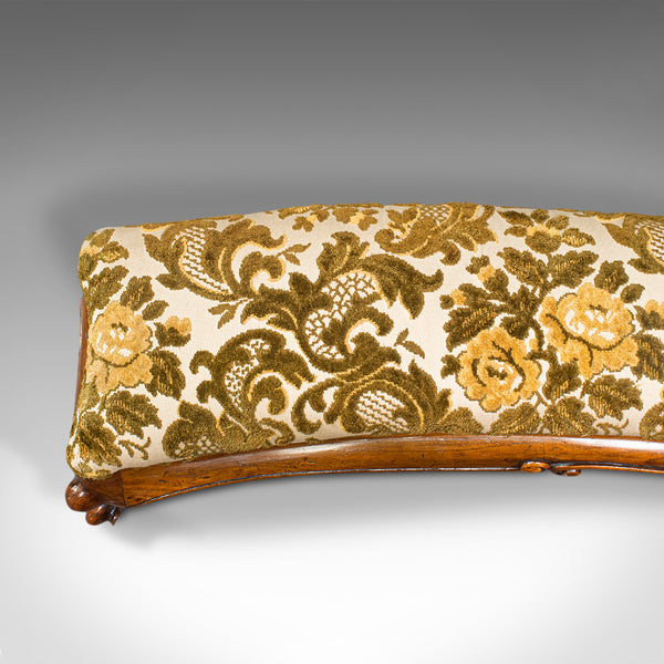 Antique Serpentine Foot Stool, English, Walnut, Fireside Rest, Regency, C.1830