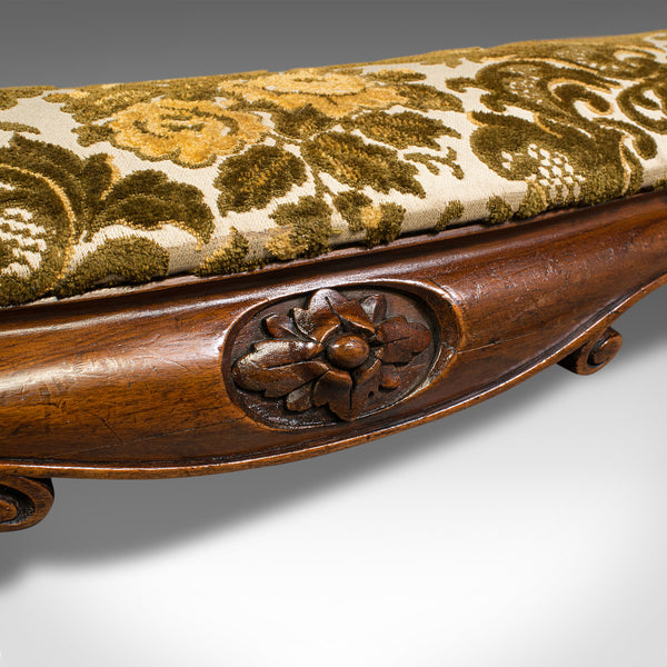 Antique Serpentine Foot Stool, English, Walnut, Fireside Rest, Regency, C.1830