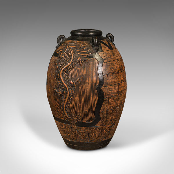 Large Vintage Planter, Chinese, Terracotta, Decorative Floor Vase, Mid Century