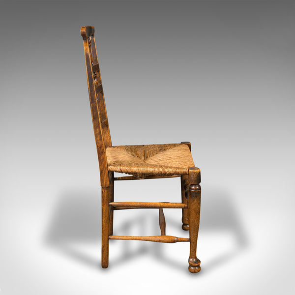 Pair Of Antique Spindleback Rush Chairs, English, Hall, Lancashire, Victorian