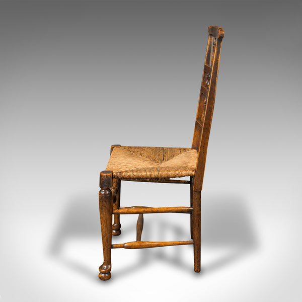 Pair Of Antique Spindleback Rush Chairs, English, Hall, Lancashire, Victorian
