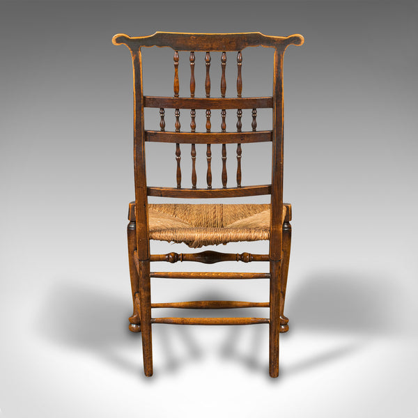 Pair Of Antique Spindleback Rush Chairs, English, Hall, Lancashire, Victorian