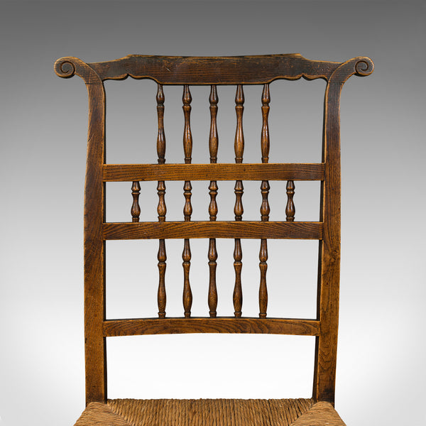 Pair Of Antique Spindleback Rush Chairs, English, Hall, Lancashire, Victorian