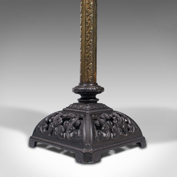 Pair Of Antique Candlesticks, English, Iron, Brass, Gothic Revival, Victorian