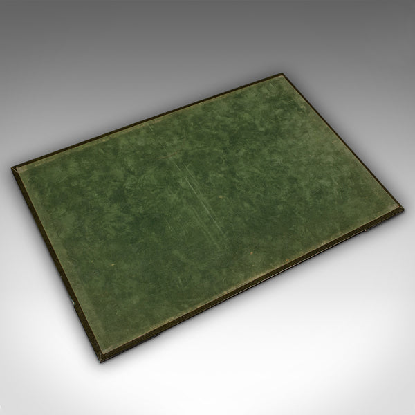 Antique Desk Pad, English, Leather, Silver Plate, Writing Blotter, Circa 1920