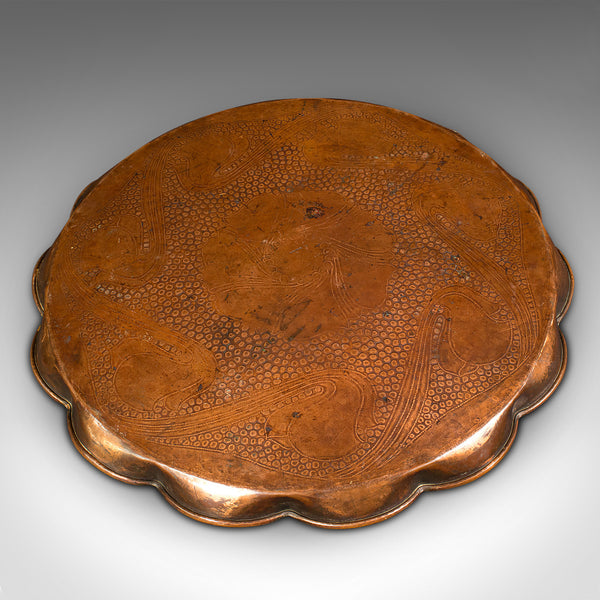 Large Antique Cornish Serving Tray, English, Copper, Art Nouveau, Circa 1920