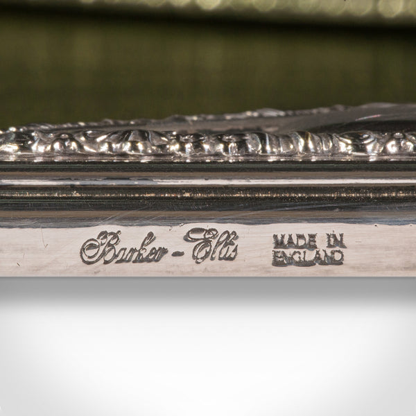 Antique Desk Pad, English, Leather, Silver Plate, Writing Blotter, Circa 1920