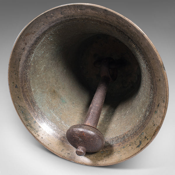 Antique Schoolmaster's Hand Bell, English, Brass, Lignum Vitae, Victorian, 1850