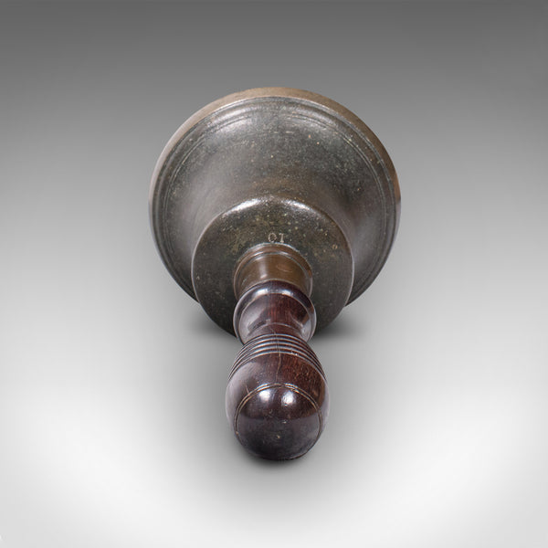 Antique Schoolmaster's Hand Bell, English, Brass, Lignum Vitae, Victorian, 1850