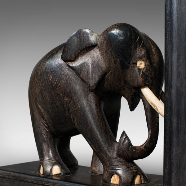 Pair Of Small Antique Elephant Bookends, Anglo Indian, Ebony, Victorian, C.1890