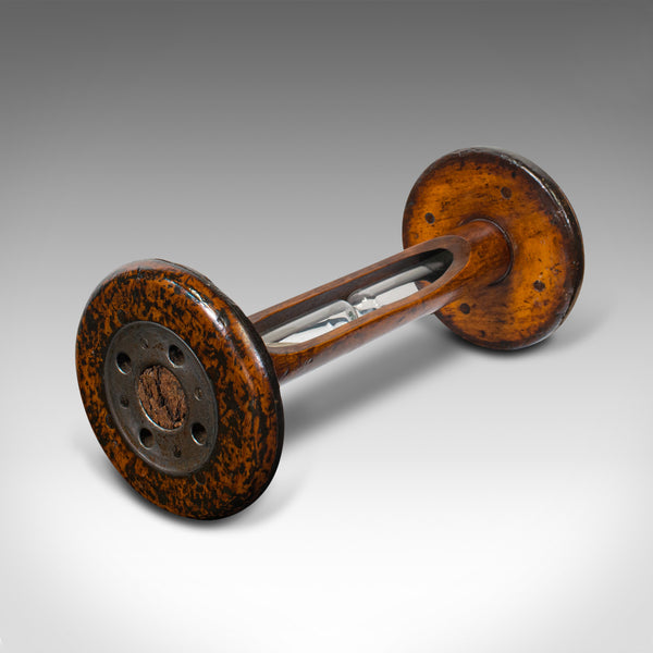 Antique Cookie Baking Sand Timer, English, Fruitwood, Glass, Victorian, C.1900