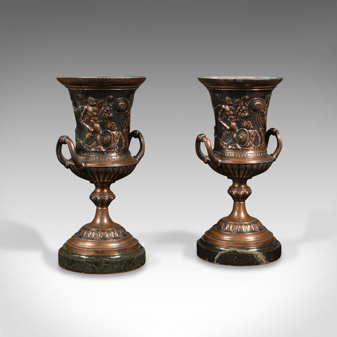 Pair, Antique Grand Tour Urns, Italian, Decorative Vase, Roman Taste, Victorian