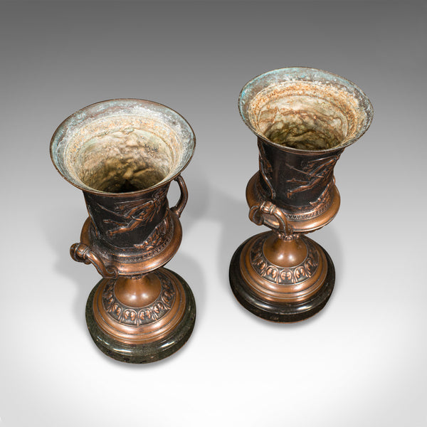 Pair, Antique Grand Tour Urns, Italian, Decorative Vase, Roman Taste, Victorian