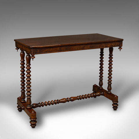 Antique Stretcher Table, English, Side, Bobbin Turned, Gothic, Victorian, C.1850