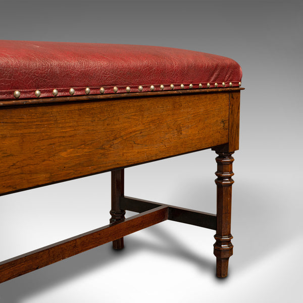 Antique Duet Music Stool, English, Piano Bench, Window Seat, Victorian, C.1880