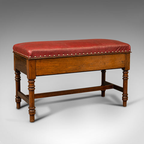 Antique Duet Music Stool, English, Piano Bench, Window Seat, Victorian, C.1880