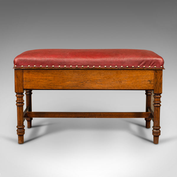 Antique Duet Music Stool, English, Piano Bench, Window Seat, Victorian, C.1880