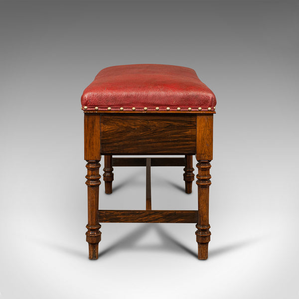 Antique Duet Music Stool, English, Piano Bench, Window Seat, Victorian, C.1880