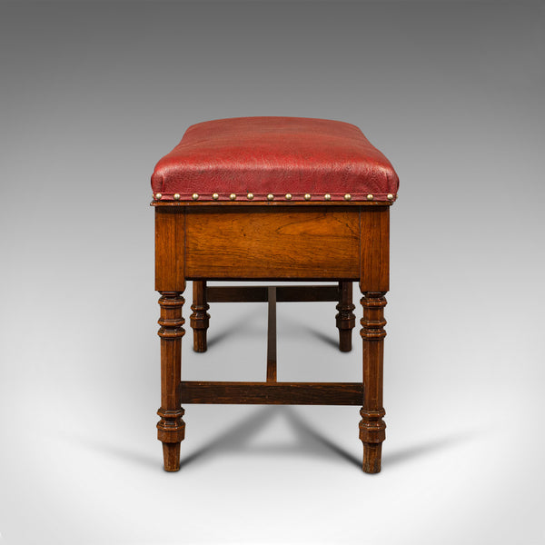 Antique Duet Music Stool, English, Piano Bench, Window Seat, Victorian, C.1880
