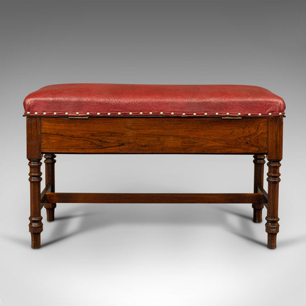 Antique Duet Music Stool, English, Piano Bench, Window Seat, Victorian, C.1880