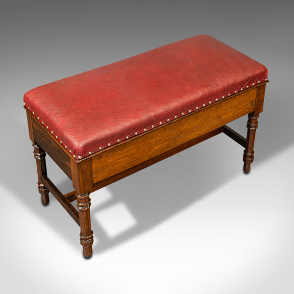 Antique Duet Music Stool, English, Piano Bench, Window Seat, Victorian, C.1880