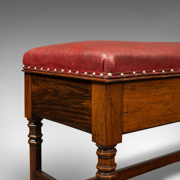 Antique Duet Music Stool, English, Piano Bench, Window Seat, Victorian, C.1880