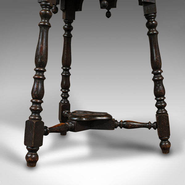 Antique Trefoil Side Table, Scottish, Oak, Wine, Aesthetic Period, Victorian