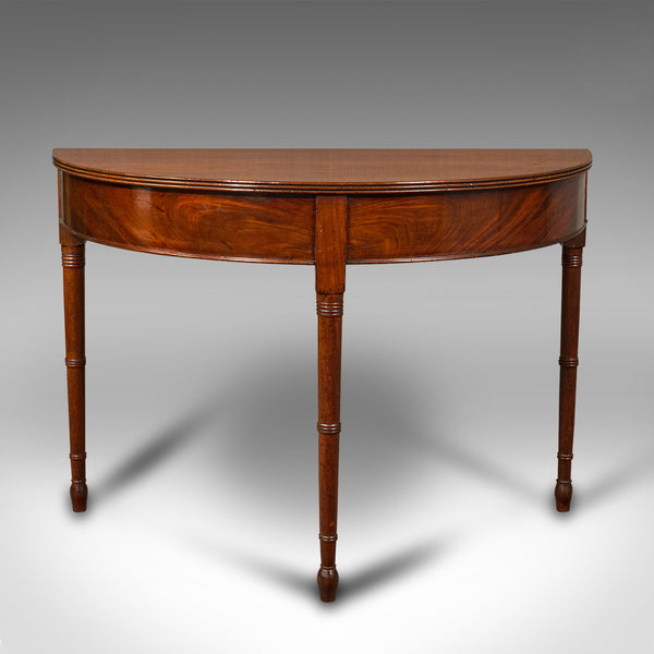 Pair Of Antique Demi Lune Side Tables, English, Drum, Console, Georgian, C.1800