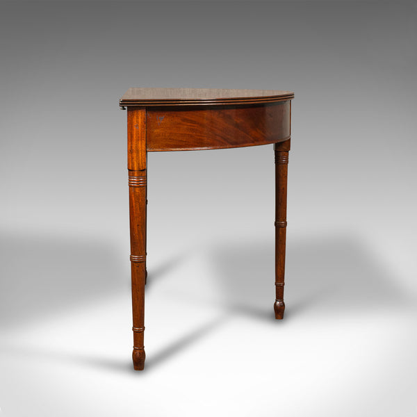 Pair Of Antique Demi Lune Side Tables, English, Drum, Console, Georgian, C.1800