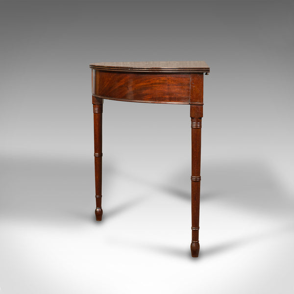 Pair Of Antique Demi Lune Side Tables, English, Drum, Console, Georgian, C.1800